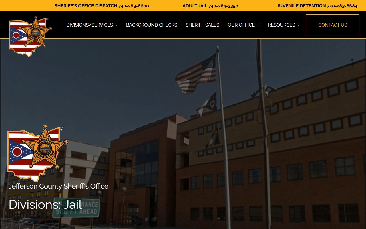 Jefferson County Sheriff's Office Jail Bureau page with jail administration and visitation rules